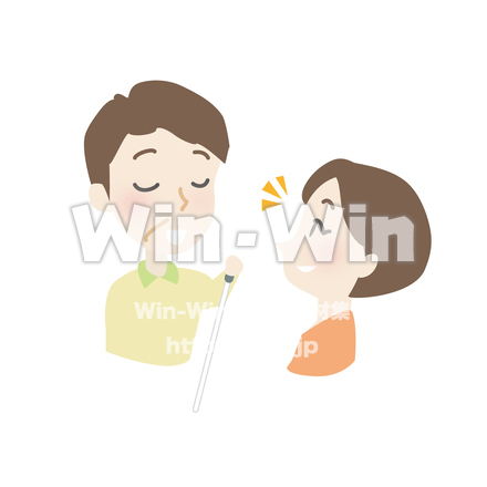 視覚障害者の男性に親切にする女性のCG・イラスト素材 W-019776