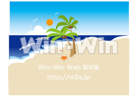砂浜：うちわの背景のCG・イラスト素材 W-019942