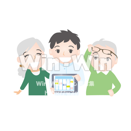 ケアプランを説明する介護士のCG・イラスト素材 W-019893