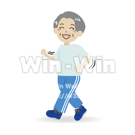 おじいさん　歩くのCG・イラスト素材 W-019655