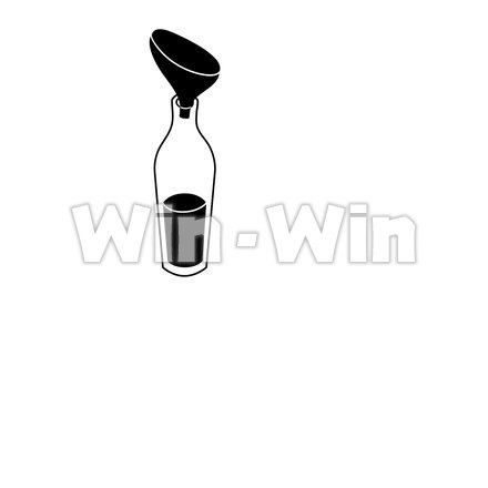 ワインのビン（じょうご付き）のシルエット素材 W-020155