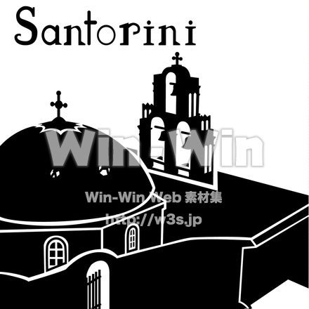 サントリーニ島のシルエット素材 W-021296