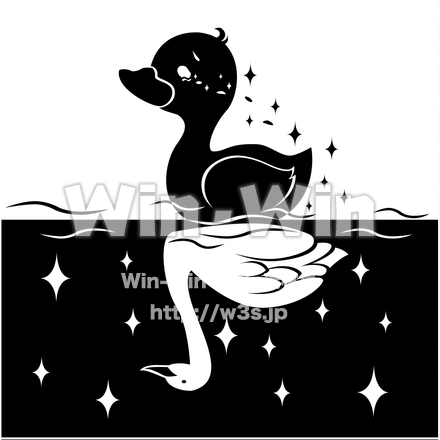 みにくいアヒルの子のシルエット素材 W-020209