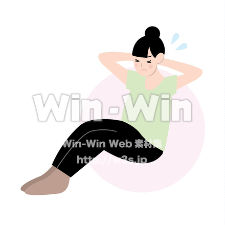 腹筋する女性のCG・イラスト素材 W-020179