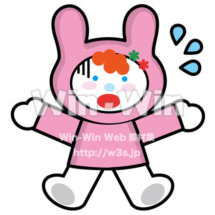 夏ステッカー用ウサギのCG・イラスト素材 W-020757