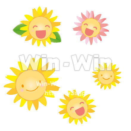 笑顔のお花セットのCG・イラスト素材 W-020868