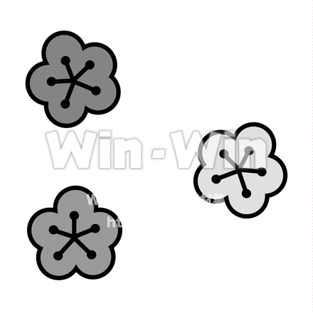 梅の模様のシルエット素材 W-020479