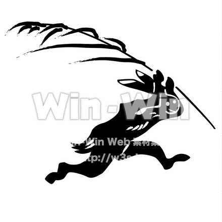 鳥獣戯画のシルエット素材 W-020949