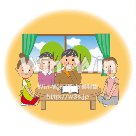 一家団欒家族のCG・イラスト素材 W-021665