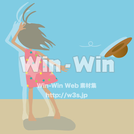 風に吹かれた女の子のCG・イラスト素材 W-020657