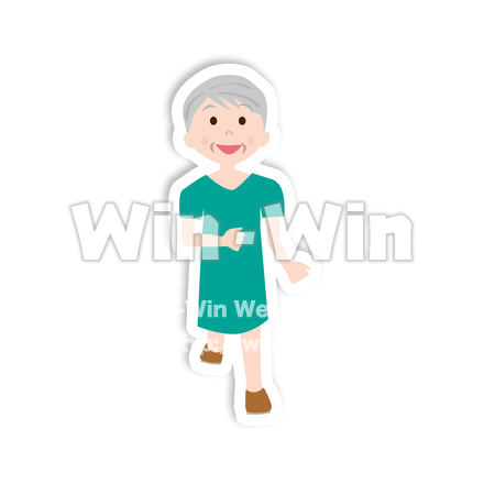 駆けてくる老婦人のCG・イラスト素材 W-020158