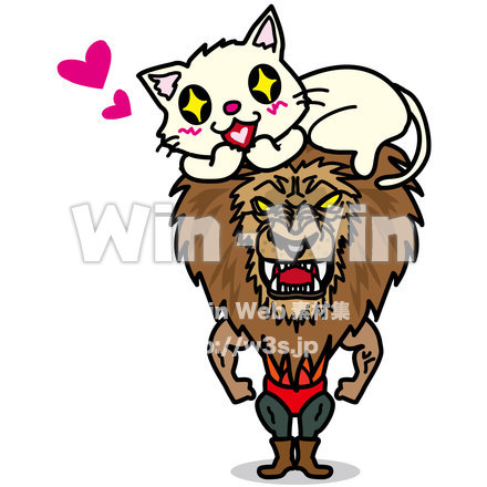 ことわざシール　猫を被るのCG・イラスト素材 W-020985