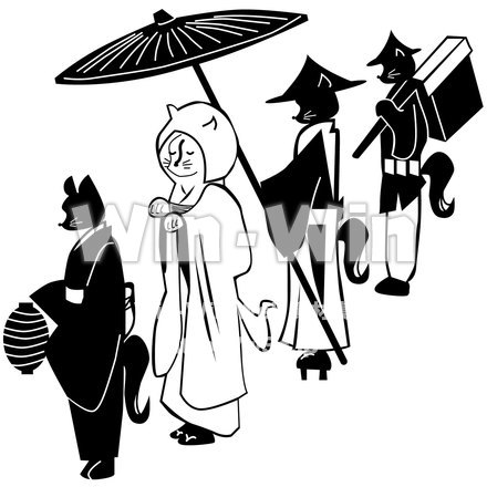 狐の嫁入りのシルエット素材 W-020845