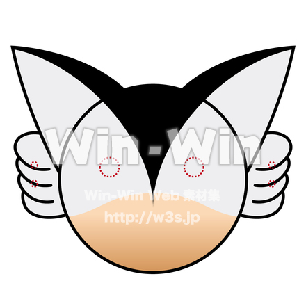 フクロウの輪郭・耳（お面用）のCG・イラスト素材 W-020379