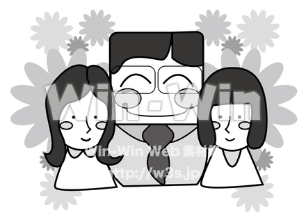 両手に花　モノトーンのCG・イラスト素材 W-020774