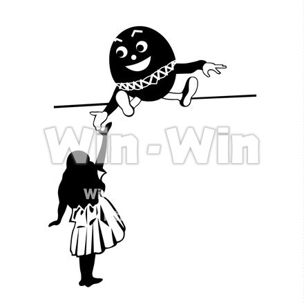 ハンプティ・ダンプティと女の子のシルエット素材 W-020143