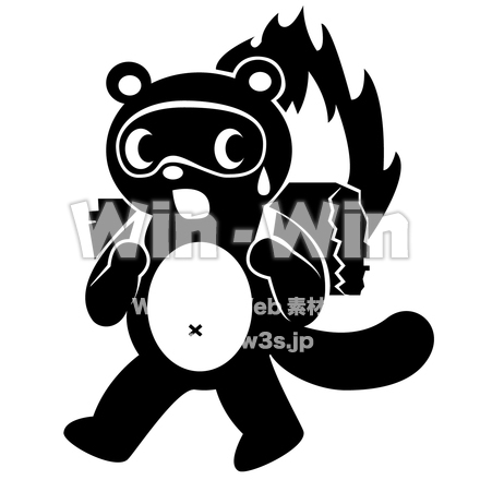 かちかち山のシルエット素材 W-020461