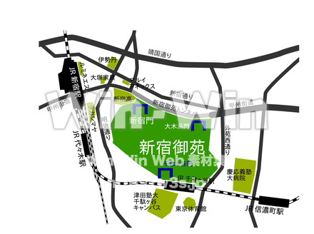 地図_新宿御苑のCG・イラスト素材 W-020728