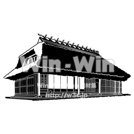 殻ぶき屋根の家のシルエット素材 W-021825