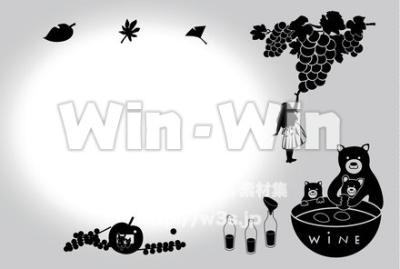 秋のイメージの背景（カレンダー用）のシルエット素材 W-020156