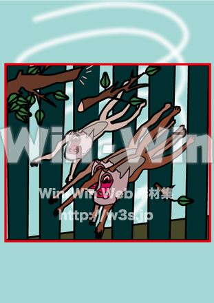 猿も木から落ちる。のCG・イラスト素材 W-020677