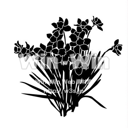 水仙のシルエット素材 W-020140