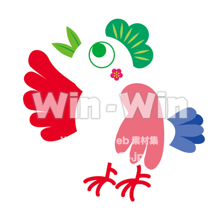 正月にわとりのCG・イラスト素材 W-021701