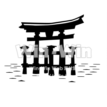 厳島神社のシルエット素材 W-020947