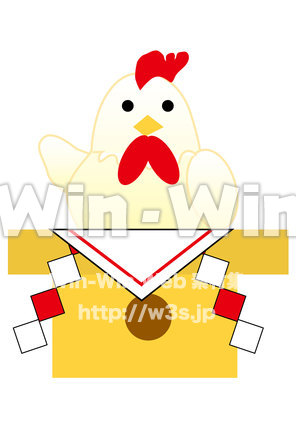 ニワトリと鏡餅台のCG・イラスト素材 W-021652