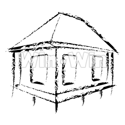 小屋のシルエット素材 W-020231