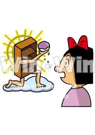 棚と女の子のCG・イラスト素材 W-020696