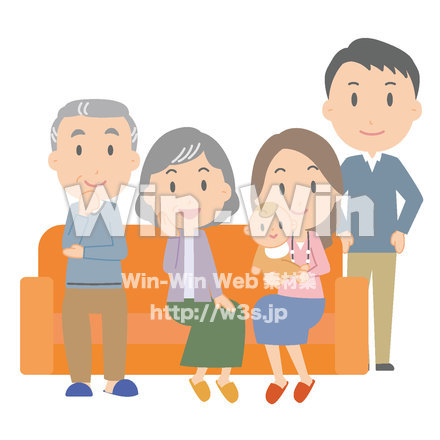 三世帯家族のCG・イラスト素材 W-021894