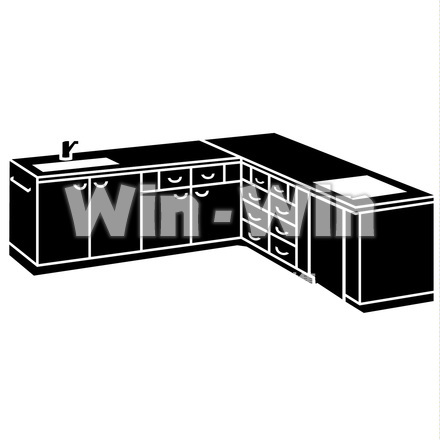 システムキッチンのシルエット素材 W-021272