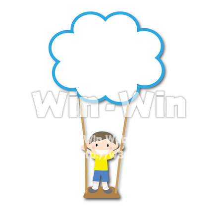 くものブランコに乗る男の子のCG・イラスト素材 W-020126