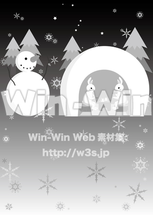 雪景色のシルエット素材 W-023133