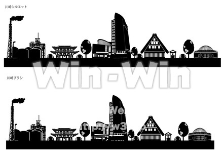 川崎街ブラシのシルエット素材 W-023748