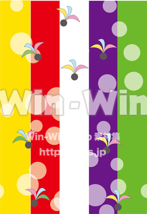 五色の旗とシャボン玉と羽根つきの羽根のCG・イラスト素材 W-023642