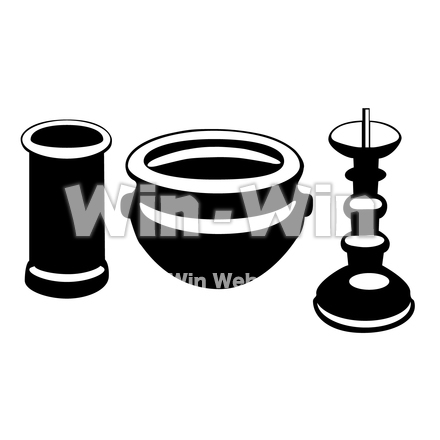 三具足のシルエット素材 W-022839