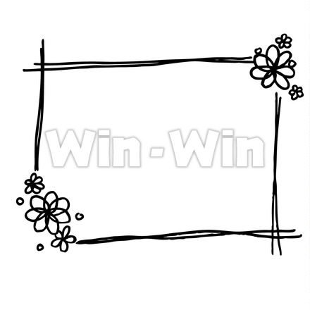 花のフレームのシルエット素材 W-023284