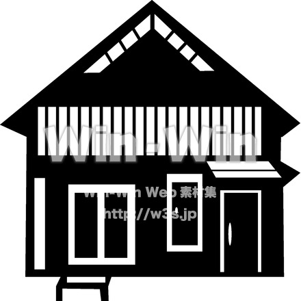 ログハウスのシルエット素材 W-023934