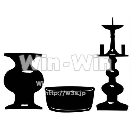 三具足のシルエット素材 W-023263