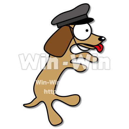 車掌帽をかぶった犬のCG・イラスト素材 W-023803