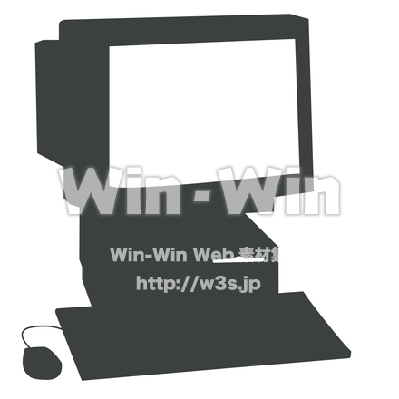 昔のパソコンのシルエット素材 W-022075