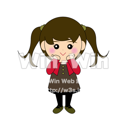 フチあり女の子のCG・イラスト素材 W-023186