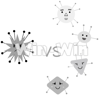 悪玉菌と善玉菌のシルエット素材 W-023100