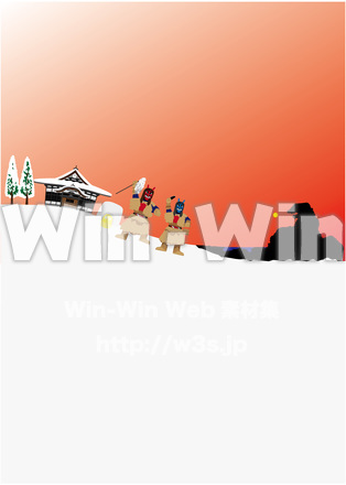 秋田県街ブラシ背景のCG・イラスト素材 W-023991