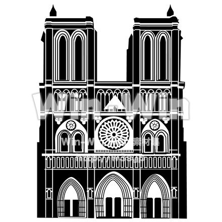 ノートルダム寺院のシルエット素材 W-023712