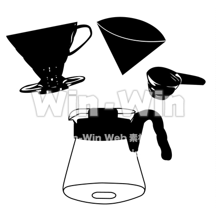 コーヒーセットのシルエット素材 W-023208