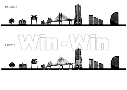 横浜　街シルエット／街ブラシのシルエット素材 W-023576