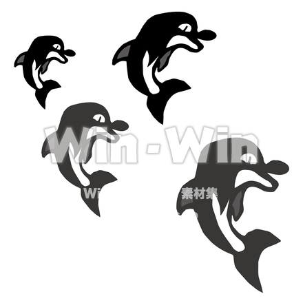 イルカの群れのシルエット素材 W-023429